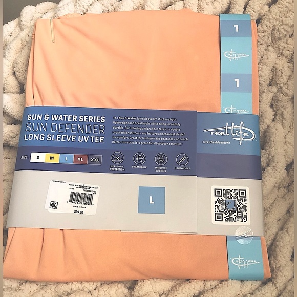 REEL LIFE Sun Defender UV Protection Men’s Long Sleeve Shirt Fishing Beach - Picture 4 of 4